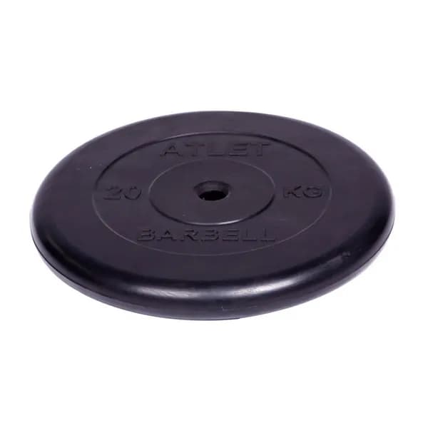 Диск обрезиненный MB Barbell d 26 мм чёрный 20,0 кг Atlet