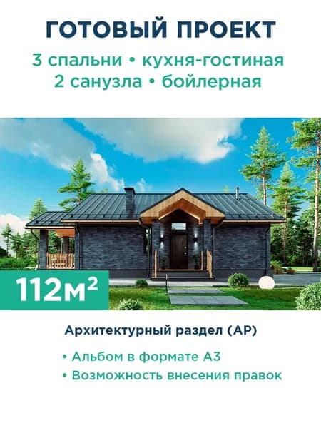 Проект одноэтажного дома с красивым крыльцом и террасой 242-112-1 АР