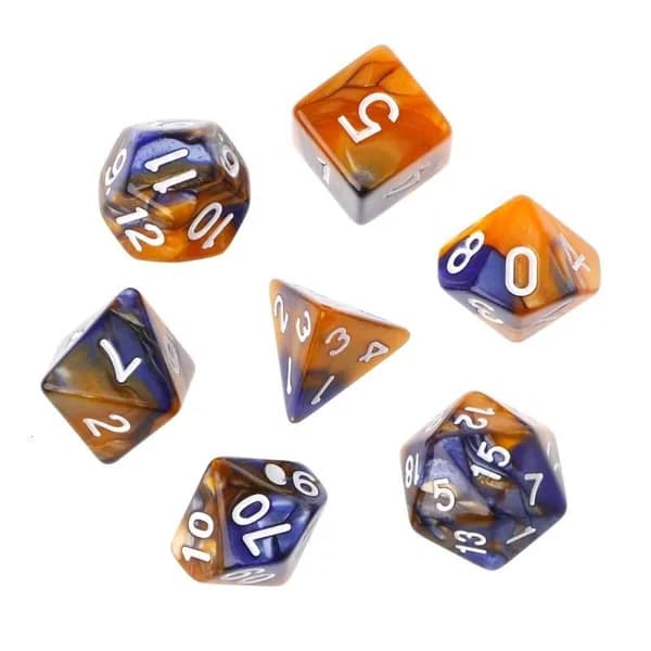 7шт Набор акриловых полиэдральных кубиков D4-D20 для TRPG, Голубое золото
