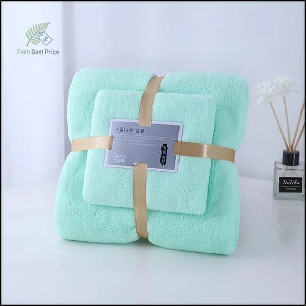 Полотенце для ванной 65x140, 32x75 см, искусственный шелк, светло-зеленый, 2 шт