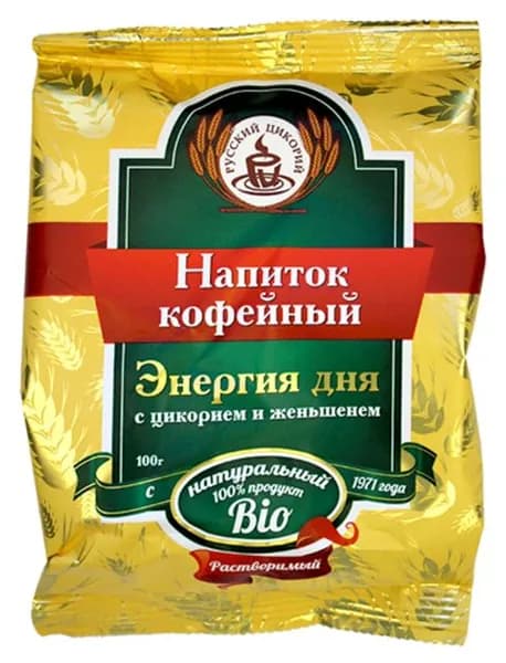 Напиток кофейный Энергия дня растворимый с цикорием и женьшенем 100 г