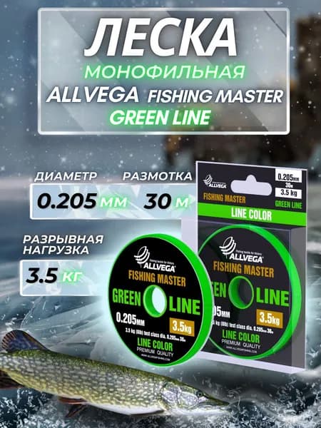 Леска для зимней рыбалки Fishing Master 0.205мм 30м 3.5кг зеленая