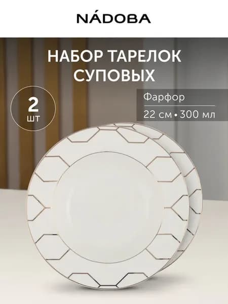 Набор фарфоровых суповых тарелок на 2 персоны