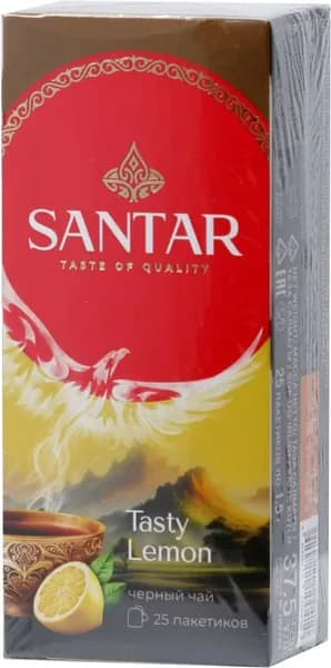Santar Чай черный Tasty Lemon Лимон, 1,5 г, 25 пакетиков/