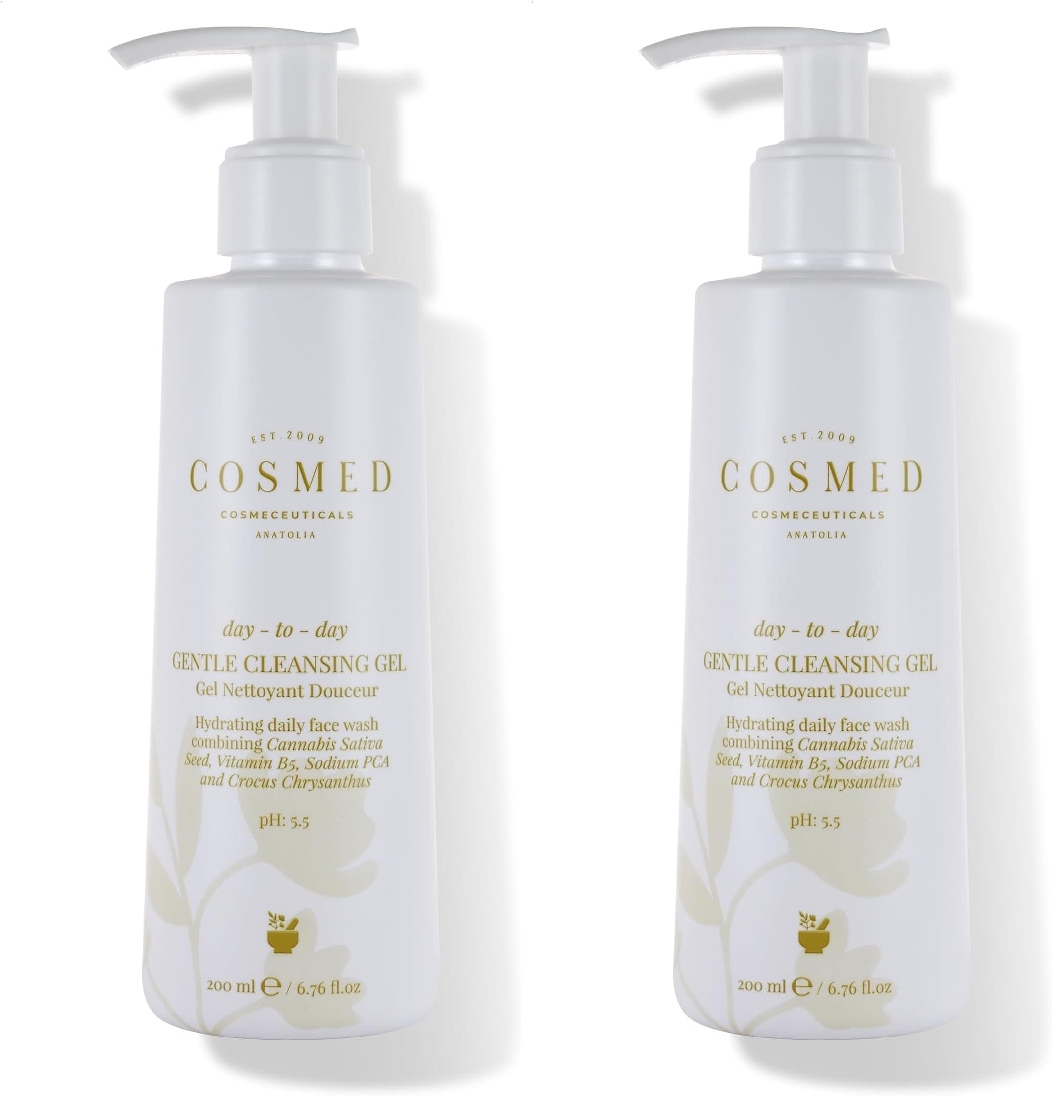 Cosmed Gentle Facial Cleansing Gel с увлажняющим эффектом, Нежный очищающий гель, 200 мл (2 шт. в упаковке)