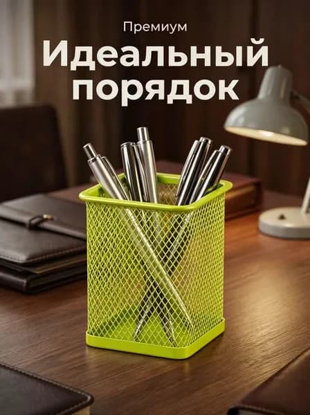Квадратный металлический стаканчик для канцелярских принадлежностей