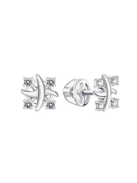 Серьги женские золотые 585 пробы с бриллиантами, KARATOV