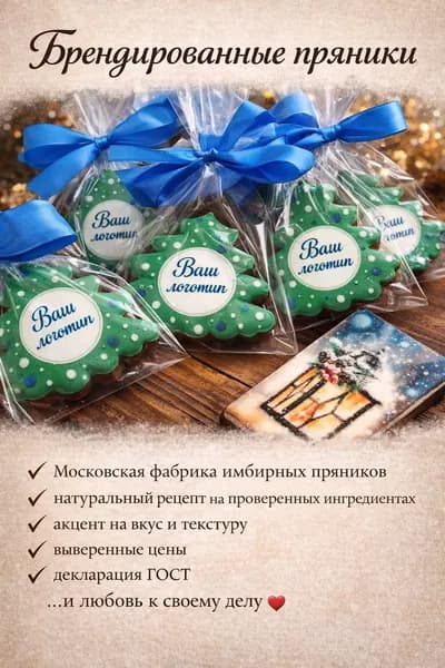 Корпоративные подарки на новый год. Пряники с логотипом
