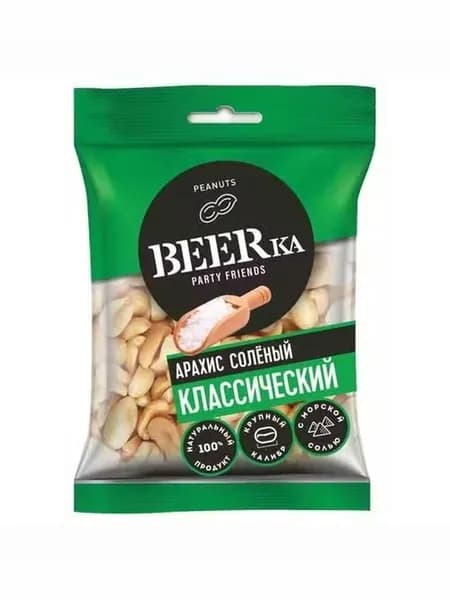 Арахис Beerka жареный очищенный с солью 90 г