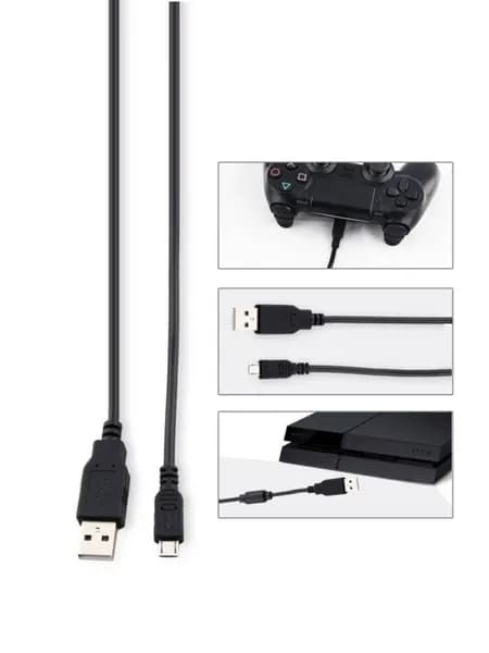 Кабель USB Micro USB для зарядки джойстика Dualshock 4 PS4 2 метра / Кабель шнур для зарядки геймпада PlayStation 4 / Slim / Pro 200 cм