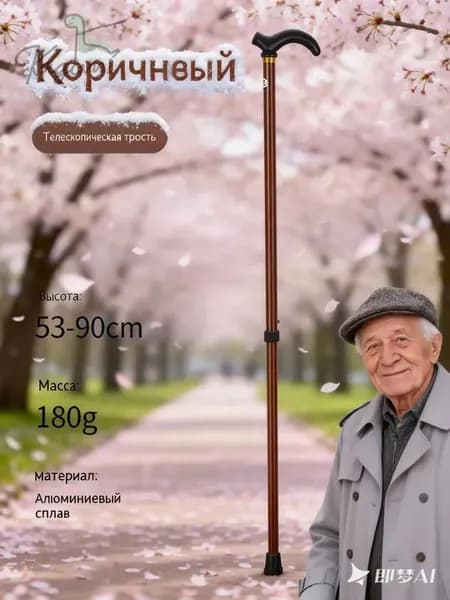 Трость опорная складная для ходьбы с регулятором высоты