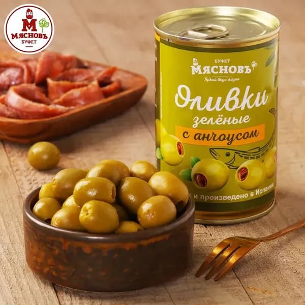 Оливки зеленые Мансанилья фаршированные анчоусом ж/б 300г Испания Куулклевер