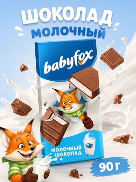 Babyfox, Шоколад с молочной начинкой, 90 г
