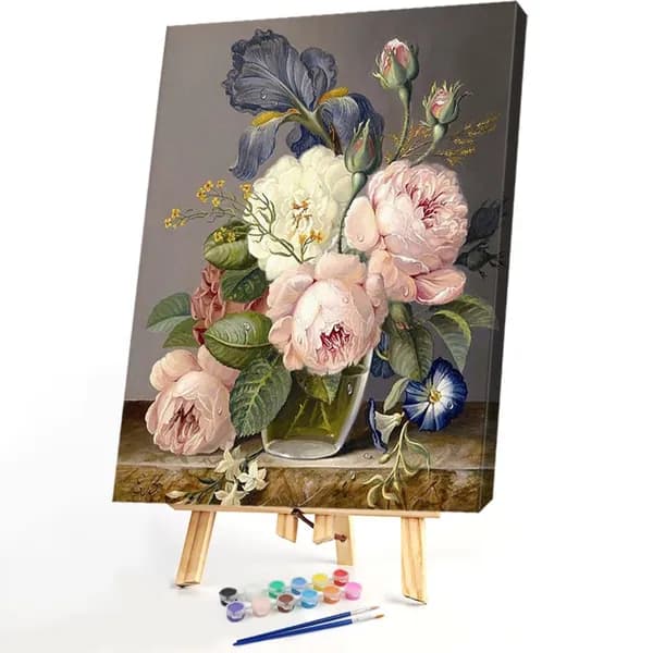 картина по номерам с масляными красками Букет, 40x50 см, без подрамника