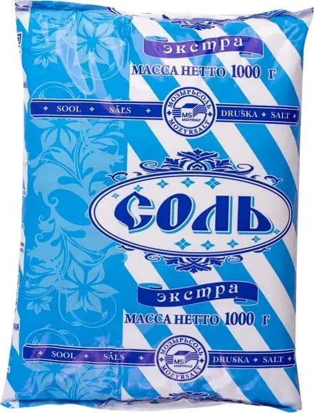 Соль поваренная пищевая в/с Полесье экстра мелкая Мозырьсоль м/у, 1 КГ