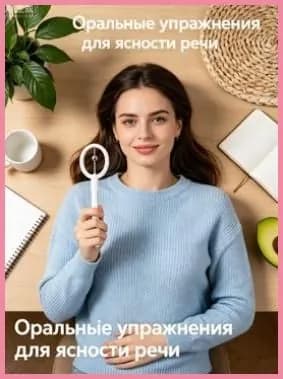 Зонд логопедический тренажер, с силиконовой бусиной Овал с белой ручкой, белый