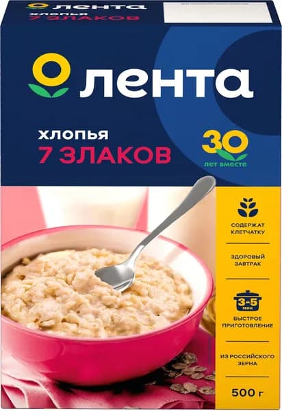Хлопья мультизлаковые ЛЕНТА 7 злаков, 500г