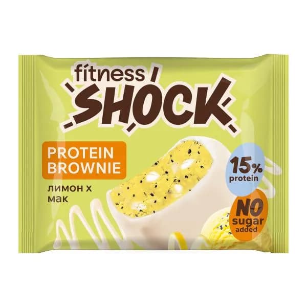 Пирожное протеиновое Fitness Shock Брауни лимон-мак 50г