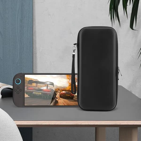 Чехол для Nintendo Switch 2 из искусственной кожи PU, черный, с ручкой и сетчатым отделением