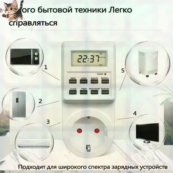 Умная розетка с таймером, электронный программируемый таймер для включения и выключения электроприборов.