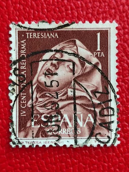Марки Испания 1962. Святая Тереза Авильская: "400-летие реформы ордена кармелитов". Гашение - см фото