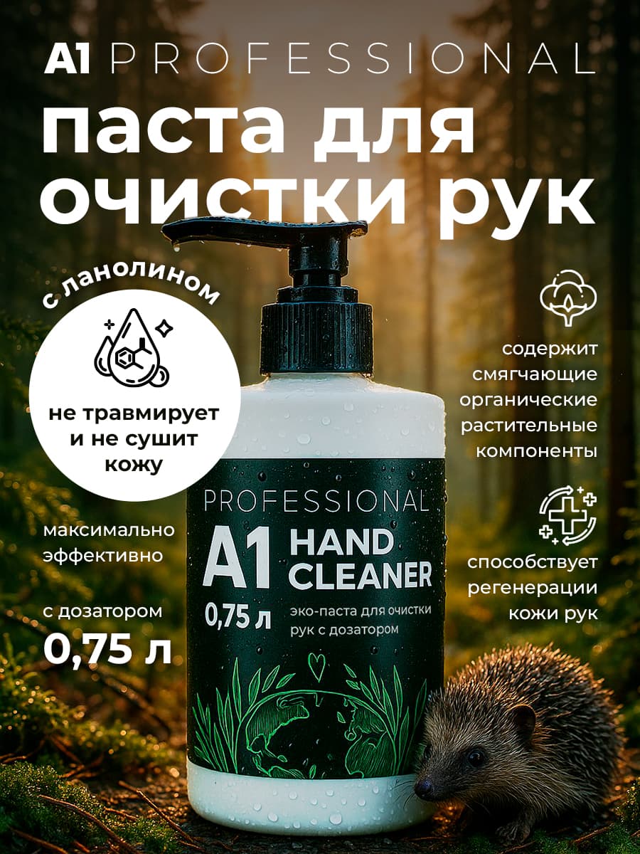 Эко-паста для очистки рук с дозатором А1 HAND CLEANER 0,75 л