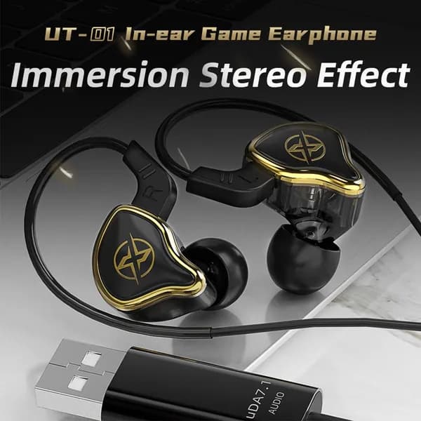 Наушники проводные с микрофоном, USB, черный