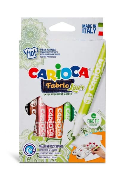 CARIOCA Fabric Liner набор фломастеров по ткани, 10 цветов 42909