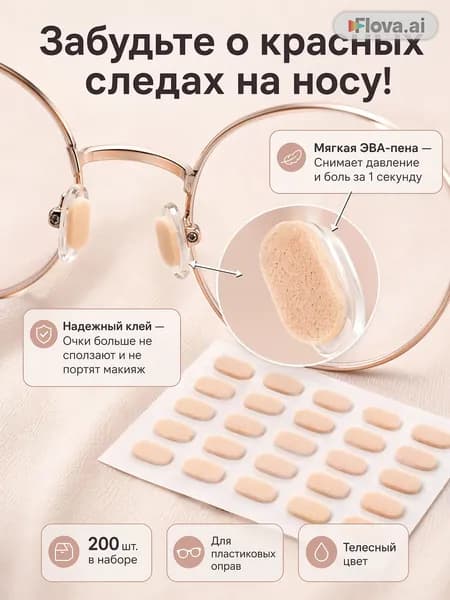 Носоупоры для очков, самоклеящиеся накладки из ЭВА-антискользящие мягкие подушечки телесного цвета, для защиты переносицы от следов и фиксации пластиковой оправы