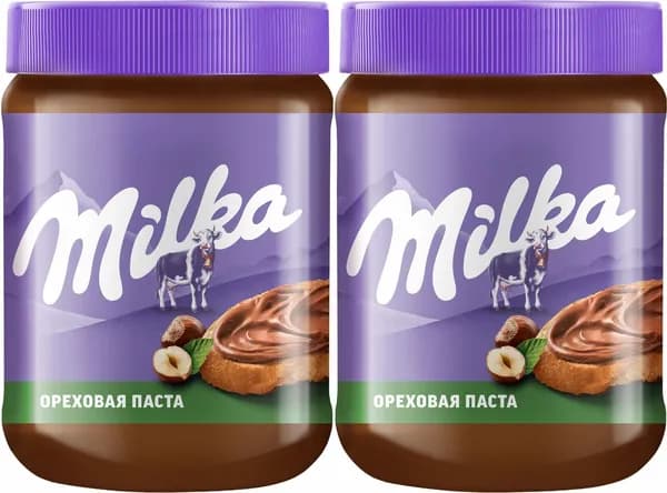 Паста Milka шоколадно-ореховая, комплект: 2 упаковки по 350 г