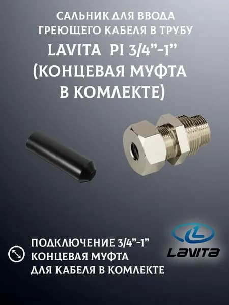 Сальник для ввода греющего кабеля в трубу 3/4"-1" Lavita