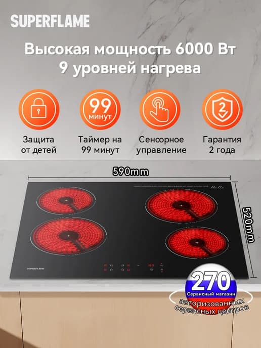 Варочная панель электрическая 4 конфорки Superflame SCH59BB