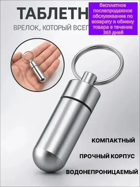 Таблетница на день, брелок для лекарств, кейс, бокс металлический для таблеток мини