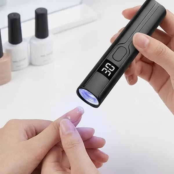 УФ-лампа для маникюра ручная чёрная, таймер 30/60 с, зарядка USB-C