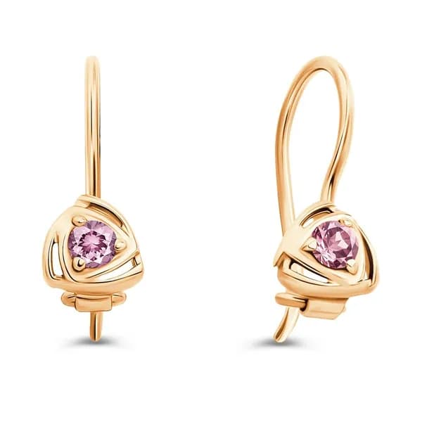 Серьги детские с фианитами из красного золота 585 пробы 585GOLD