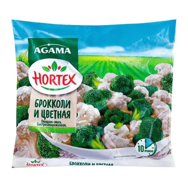 Смесь овощная Agama Брокколи и Цветная капуста быстрозамороженная 400г