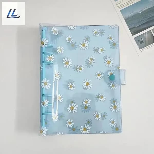 Прозрачная папка на кольцах А5 "Ромашки" из ПВХ, пустая (6 отверстий)
