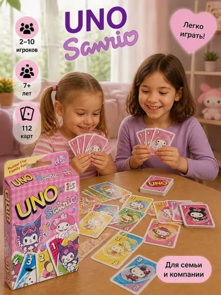 Карточная игра UNO Sanrio коллекция Hello Kitty и Kuromi для веселого досуга