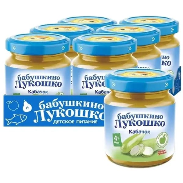 Бабушкино Лукошко Кабачок пюре с 4 месяцев, 100 г, 6 шт