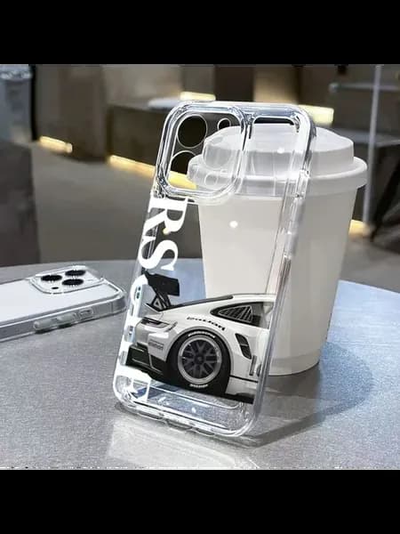 Чехол для iPhone 15 Pro Max с автомобилем, прозрачный