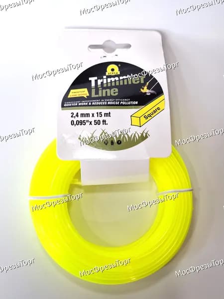 Леска для триммера 2.4 мм х 15 м сечение квадрат Trimmer Line