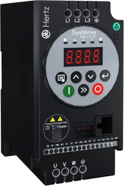 Частотный преобразователь Systeme Electric / Систем Электрик STV050 Hertz, LED панель оператора, в пластиковом корпусе черный, 9А, 2.2кВт, 220В, IP20 / электрика