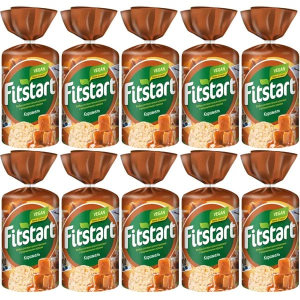Хлебцы рисовые Fitstart Карамель с пророщенными зернами 100 г, набор: 10 штук