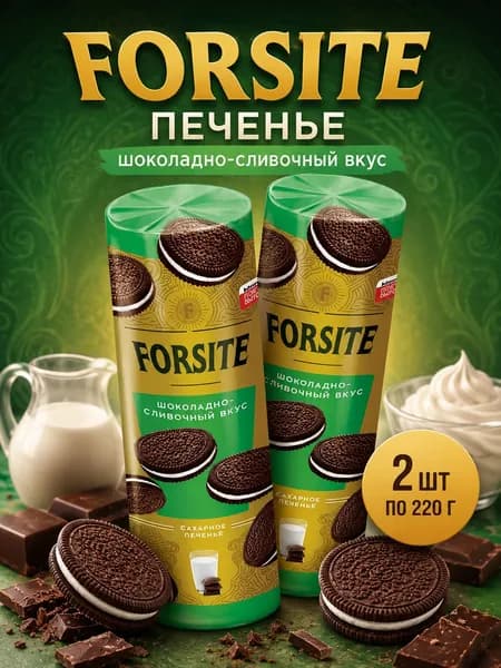 FORSITE, Шоколадно-сливочное печенье, 2 шт х 220 г, Россия