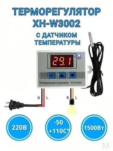 Терморегулятор, термостат до 1500Вт, черный матовый