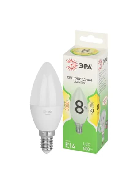Лампочка светодиодная ЭРА GREEN LINE Б0067133 LED B35-8W-830-E14 GL E14 8 Вт свеча теплый свет