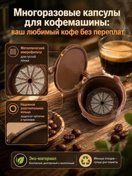 Многоразовые капсулы для, 2 шт, refill капсулы для кофе, многоразовый фильтр