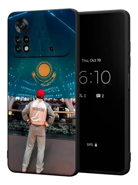 Чехол на Xiaomi Poco X4 Pro 5G с принтом бокс Казахстан