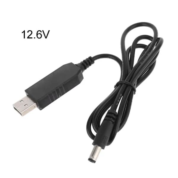 (1 шт.) Кабель для зарядки от USB 5V, выход 5.5x2.1мм - 12.6V