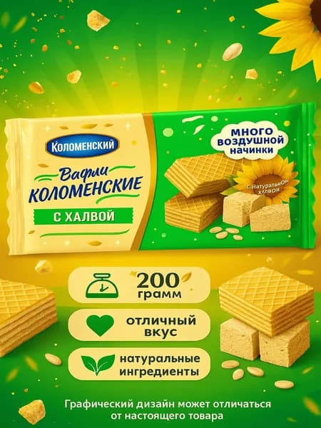 Вафли КОЛОМЕНСКОЕ с халвой, 200г